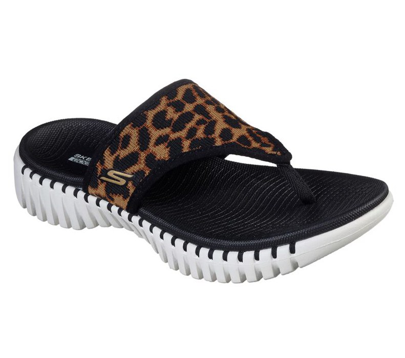 Skechers Dam Svarta/Bruna Flip Flop - Gowalk Smart - Wild Cat - Sverige (KSCZG-2840)